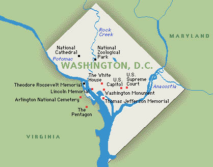 Landkarte von District of Columbia, USA