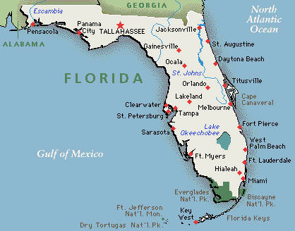 Landkarte von Florida, USA