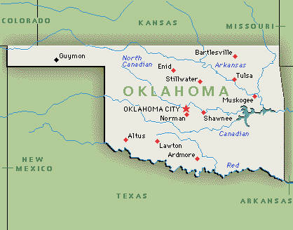 Landkarte von Oklahoma, USA