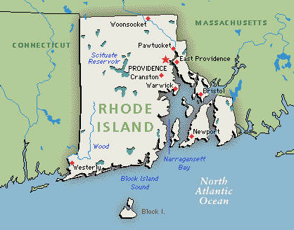 Landkarte von Rhode Island, USA